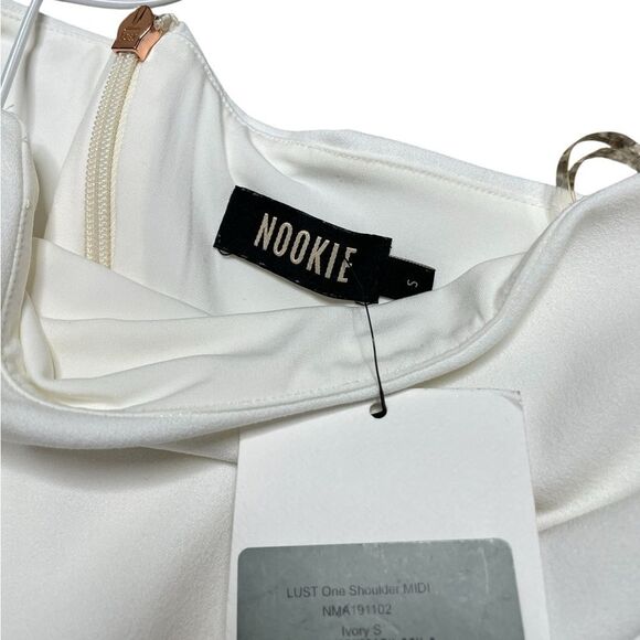 NWT NOOKIE LUST One shoulder midi dress Ivory Size Small - Picture 9 of 9